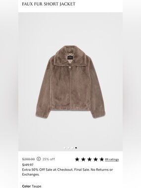 Banana Republic factory Taupe Faux-Fur short Jacket in XS